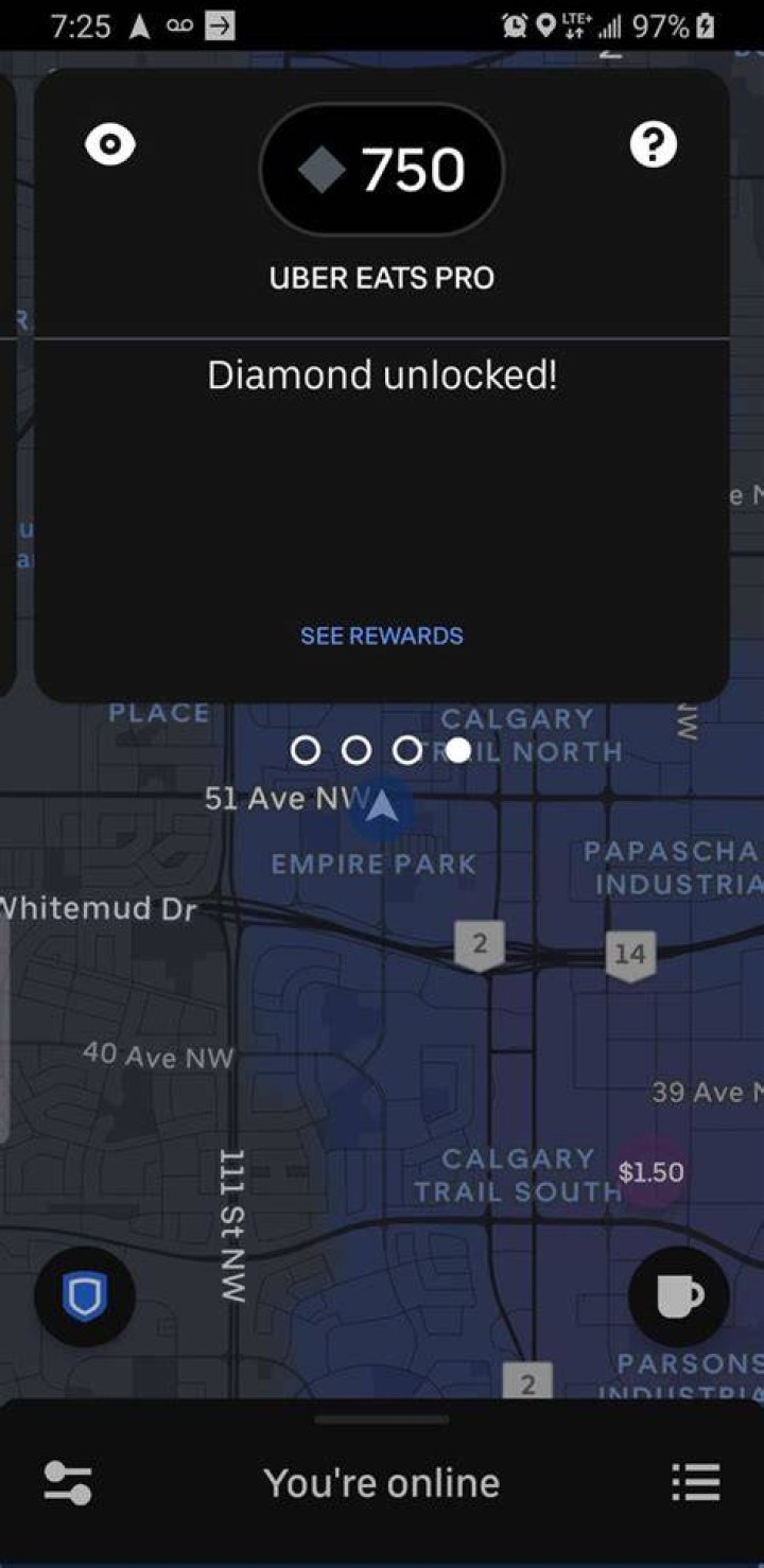 What is a diamond Uber Eats driver?