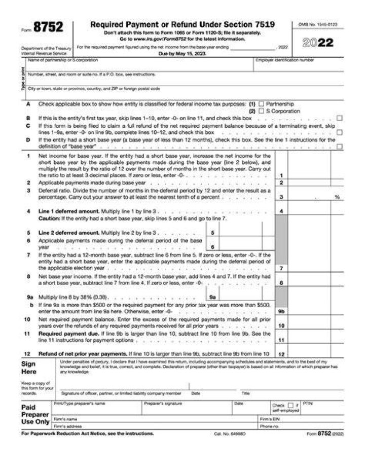 What is a form 8752?